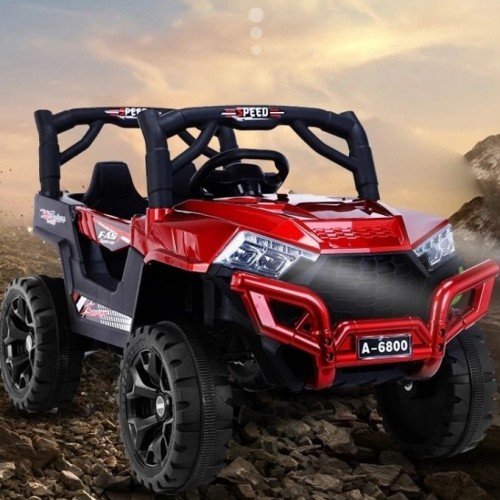 Electric Kids Car - Battery Operated Kids Ride On Car With Remote Control For Boys And Girls 2 to 6 Years - Jeep Off Roader Car 6800P - ( Red)
