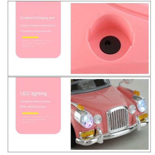 Kids Electric Vintage Car - 1 Seater Children Electric Car With Music And Light And Remote Control - Battery Kids Ride On Car CL18182 - Cream Kids Electric Vintage Car - 1 Seater Children Electric Car With Music And Light And Remote Control - Battery Kids Ride On Car CL18182 - Cream