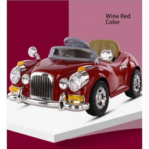 Kids Electric Vintage Car - 1 Seater Children Electric Car With Music And Light And Remote Control - Battery Kids Ride On Car CL18182 - Red 
