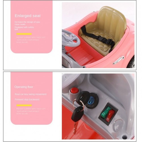 Kids Electric Vintage Car - 1 Seater Children Electric Car With Music And Light And Remote Control - Battery Kids Ride On Car CL18182 - Red Kids Electric Vintage Car - 1 Seater Children Electric Car With Music And Light And Remote Control - Battery Kids Ride On Car CL18182 - Red