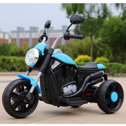 Children On Bike - Mini Battery Operated Motorbikes 12v For 2 to 6 Years Kids With Brake And Led Lights - Electric Children Bike BK500 ( Blue )