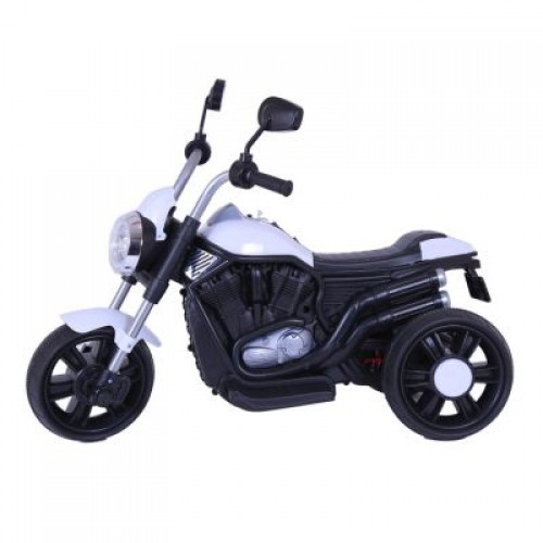 Children On Bike - Mini Battery Operated Motorbikes 12v For 2 to 6 Years Kids With Brake And Led Lights - Electric Children Bike BK500 ( White )