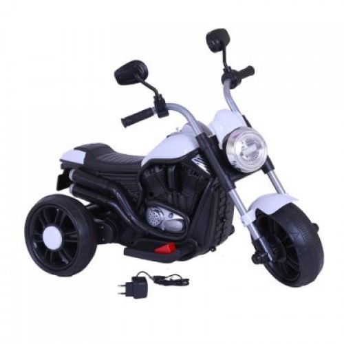 Children On Bike - Mini Battery Operated Motorbikes 12v For 2 to 6 Years Kids With Brake And Led Lights - Electric Children Bike BK500 ( White )