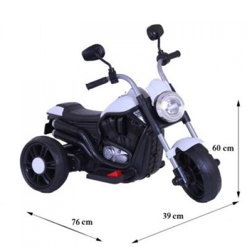 Children On Bike - Mini Battery Operated Motorbikes 12v For 2 to 6 Years Kids With Brake And Led Lights - Electric Children Bike BK500 ( White )