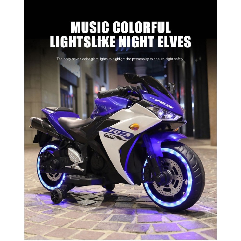 Ride On Bike - Sports R9 Battery Operated Motorbikes 12v For 2 to 8 Years Kids With Brake And Lights - Electric Kids Bike R9( Blue ) Ride On Bike - Sports R9 Battery Operated Motorbikes 12v For 2 to 8 Years Kids With Brake And Lights - Electric Kids Bike R9( Blue )