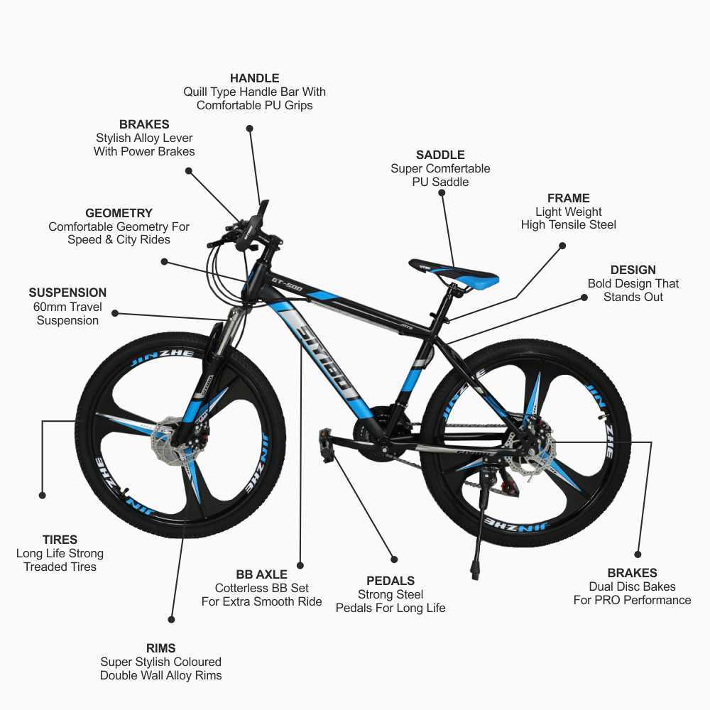 Siyibo GT-524 Macwheel MTB Cycle 26T Shimano Gears 21 Speed Dual Disc Brakes For Adults (Blue)