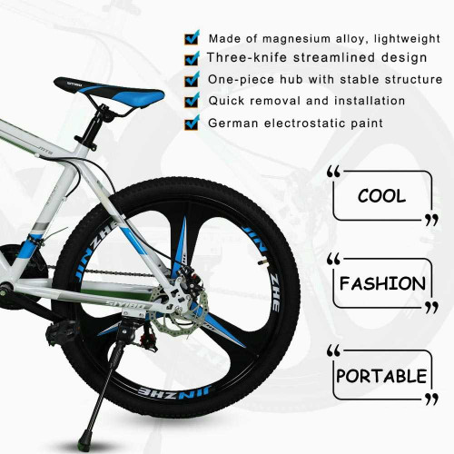 Siyibo GT-524 Macwheel MTB Cycle 26T Shimano Gears 21 Speed Dual Disc Brakes For Adults (White Blue)