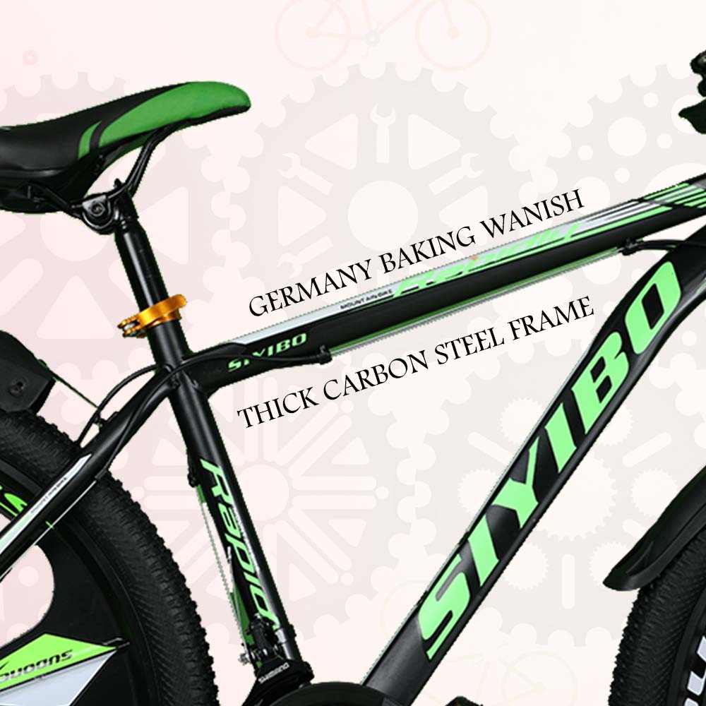 Siyibo MXB003 Mountain Cycle 26T Shimano Gears 21 Speed Dual Disc Brakes For Adults (Green) Siyibo MXB003 Mountain Cycle 26T Shimano Gears 21 Speed Dual Disc Brakes For Adults (Green)