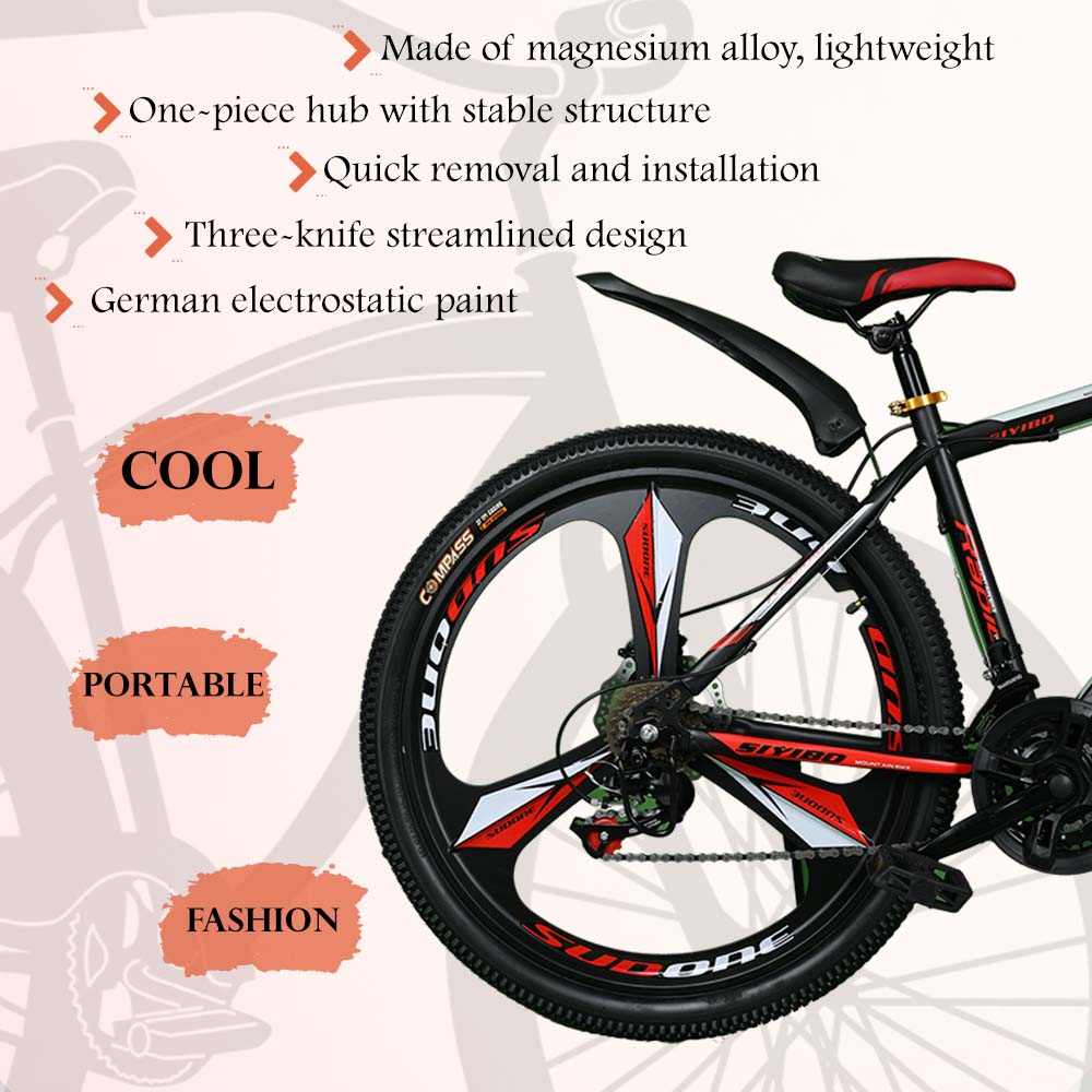 Siyibo MXB003 Mountain Cycle 26T Shimano Gears 21 Speed Dual Disc Brakes For Adults (Red)