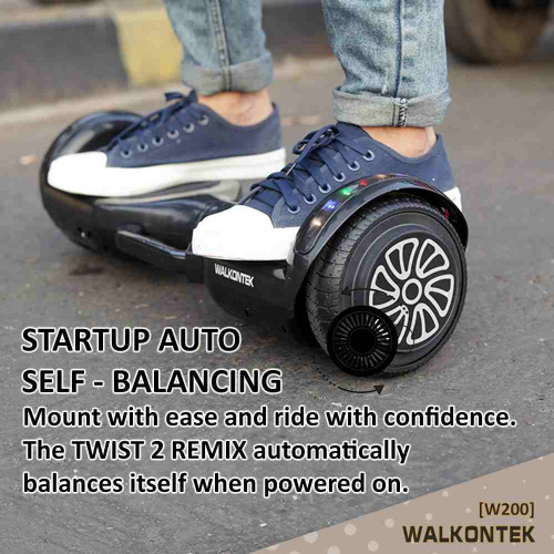 W200 Professional Hoverboard Automatic Self Balancing With Led Bluetooth 4400Mah 36v Battery [ Free Carry Bag & Remote Control] - Black