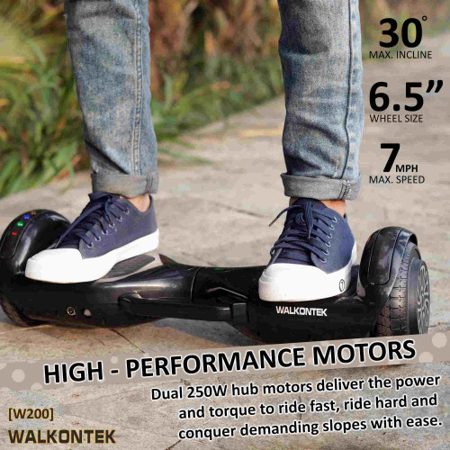 W200 Professional Hoverboard Automatic Self Balancing With Led Bluetooth 4400Mah 36v Battery [ Free Carry Bag & Remote Control] - Black