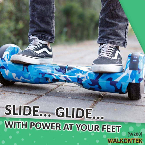 Electric Skateboard Hoverboard With Led Light Up Wheels For Adults & Kids - Blue Military