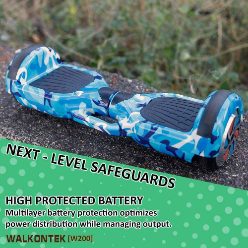 Electric Skateboard Hoverboard With Led Light Up Wheels For Adults & Kids - Blue Military