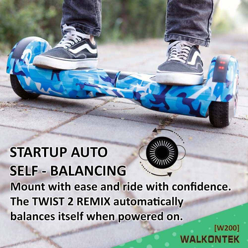 Electric Skateboard Hoverboard With Led Light Up Wheels For Adults & Kids - Blue Military