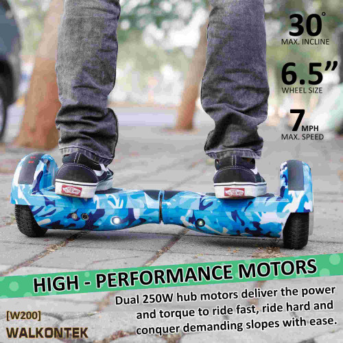 Electric Skateboard Hoverboard With Led Light Up Wheels For Adults & Kids - Blue Military