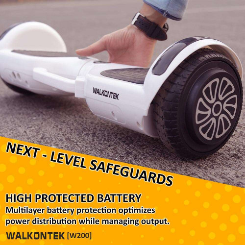 W200 Professional Hoverboard Automatic Self Balancing With Led Bluetooth 4400Mah 36v Battery [ Free Carry Bag & Remote Control] - White