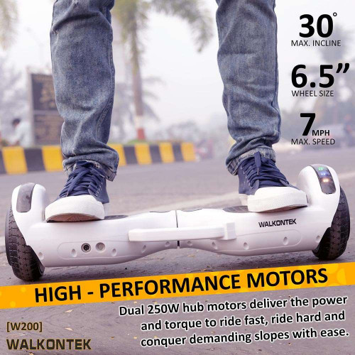 W200 Professional Hoverboard Automatic Self Balancing With Led Bluetooth 4400Mah 36v Battery [ Free Carry Bag & Remote Control] - White