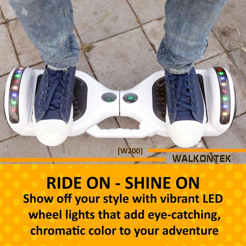 W200 Professional Hoverboard Automatic Self Balancing With Led Bluetooth 4400Mah 36v Battery [ Free Carry Bag & Remote Control] - White