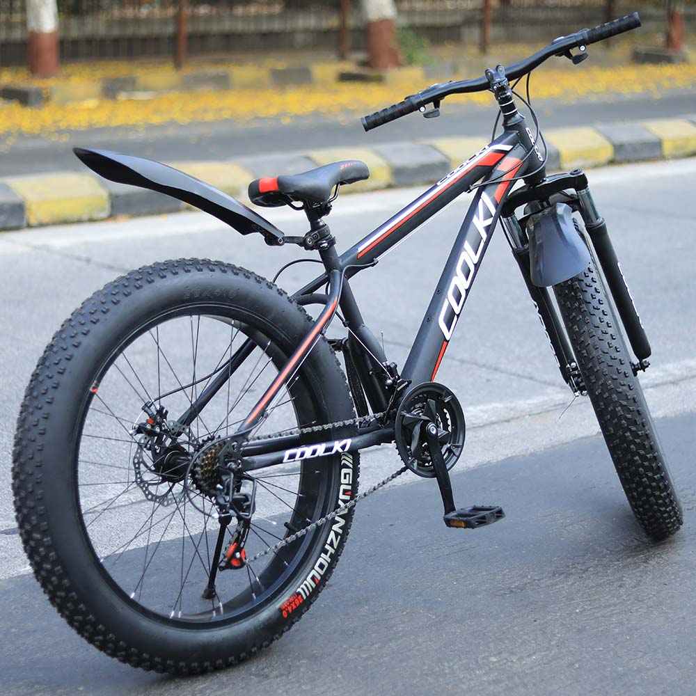 COOLKI SS026 Fat Tyre Cycle For Kids and Adults 26T Shimano Multi Speed Gears In Steel Body (Black Red) COOLKI SS026 Fat Tyre Cycle For Kids and Adults 26T Shimano Multi Speed Gears In Steel Body (Black Red)