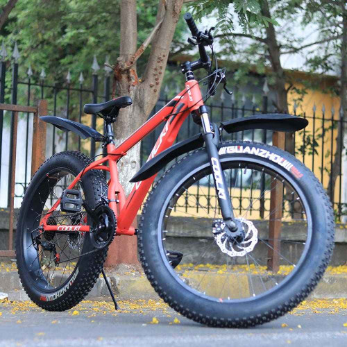 COOLKI SS026 Fat Tyre Cycle For Kids and Adults 26T Shimano Multi Speed Gears In Steel Body (Red)