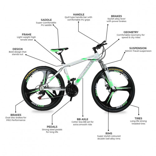 Mountain Cycle MXB004 Shimano Gears 21 Speed Dual Disc Brakes For Adults 