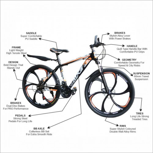 Mountain Cycle MXB004 Shimano Gears 21 Speed Dual Disc Brakes For Adults 