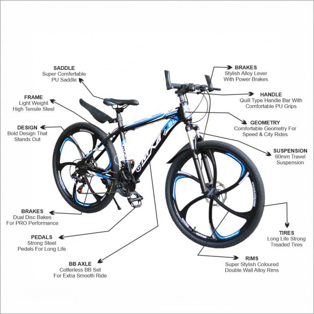 Mountain Cycle MXB004 Shimano Gears 21 Speed Dual Disc Brakes For Adults 